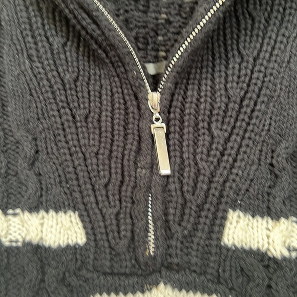 La Ligne x Target Black Quarter Zip Striped Cable Knit Sweater, Size XXS, EUC - Picture 14 of 16